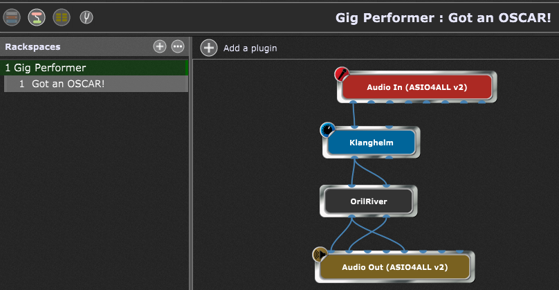 Gig Performer, Back View Gig Performer, Back View Layout, Connect free VST plugins