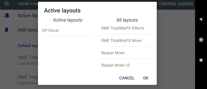 Select your layout as active OSCAR OSC Manager Select Active Layouts