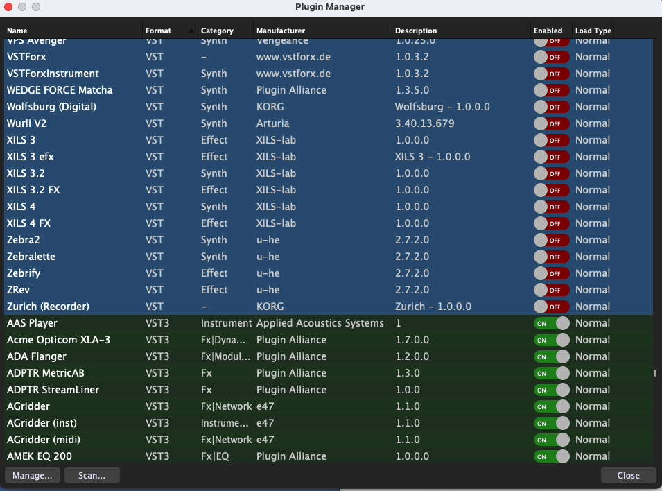 VST plugins are disabled The screenshot shows that VST plugins are disabled, and hence not shown in the Quick Plugin Finder window